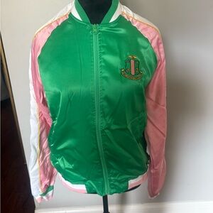 AKA Green and Pink Satin Jacket